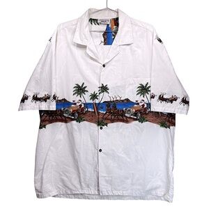 Christmas in Hawaii Aloha Shirt Santa Claus Hang Loose Luau Made in Hawaii 2XL
